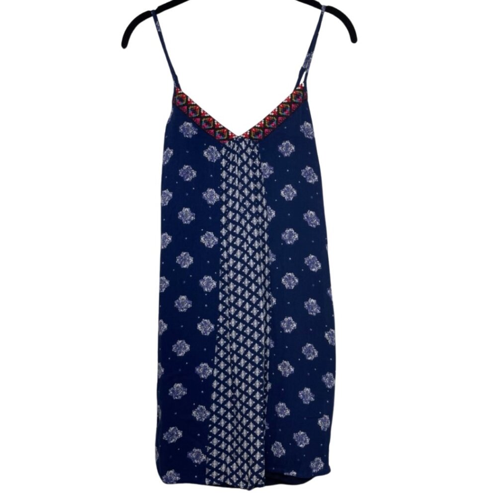 BOG COLLECTIVE | Lightweight Navy & White Spaghetti Strap Mini Dress | Size XS